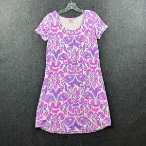 Lilly Pulitzer Tammy Dress Women's Small Pink Purple Printed Shirt Terry